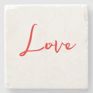 Stilvolle Red Calligraphy White Liebe Wedding Steinuntersetzer