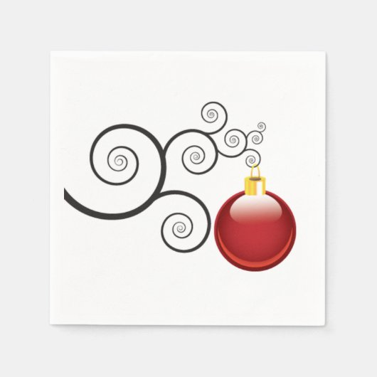 Stilvolle Red Christmas Ornament Serviette (Vorderseite)