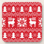Stilvolle Red Christmas Sweater Winter Pattern Untersetzer (Vorderseite)