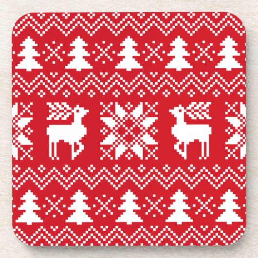 Stilvolle Red Christmas Sweater Winter Pattern Untersetzer (Vorderseite)