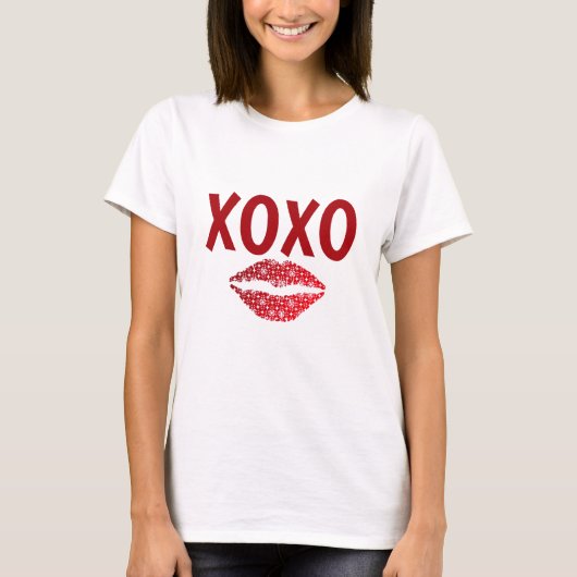 Stilvolle Red Color Lip XOXO T-Shirt (Vorderseite)