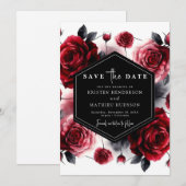 Stilvolle Red Crimson Red Wedding Save The Date (Vorne/Hinten)
