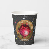 Stilvolle Red Disco Ball Graduation Party Pappbecher (Rückseite)