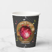 Stilvolle Red Disco Ball Graduation Party Pappbecher (Vorderseite)
