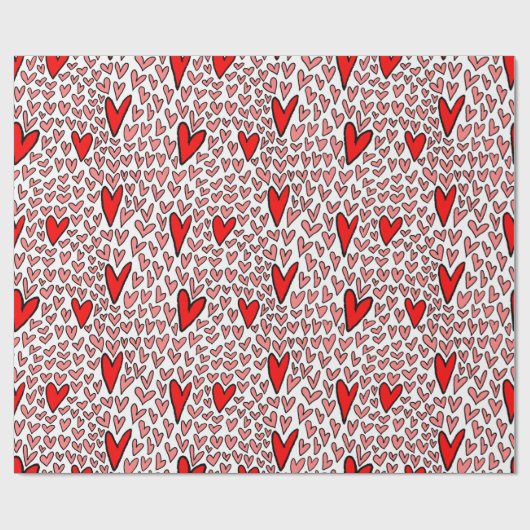 Stilvolle Red Hearts Pattern Valentines Geschenkpapier (Flach)