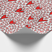 Stilvolle Red Hearts Pattern Valentines Geschenkpapier (Ecke)