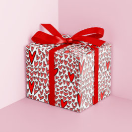 Stilvolle Red Hearts Pattern Valentines Geschenkpapier