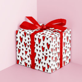 Stilvolle Red Hearts Pattern Valentines Geschenkpapier