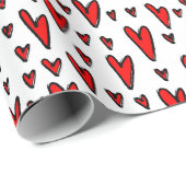 Stilvolle Red Hearts Pattern Valentines Geschenkpapier (Rolleneckpunkt)
