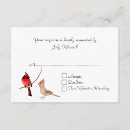 Stilvolle Red Kardinals Wedding RSVP Card