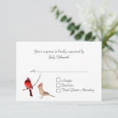 Stilvolle Red Kardinals Wedding RSVP Card Karte (Stehend Vorderseite)