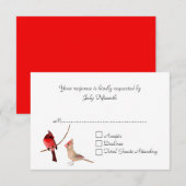 Stilvolle Red Kardinals Wedding RSVP Card Karte (Vorne/Hinten)