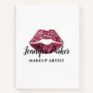 Stilvolle Red Lips Black Makeup Artist Notizblock