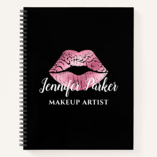 Stilvolle Red Lips Black Makeup Artist Notizblock