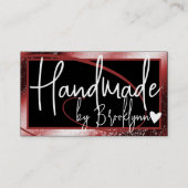 Stilvolle Red Maroon Frame Heart Handmade by Name Visitenkarte (Vorderseite)