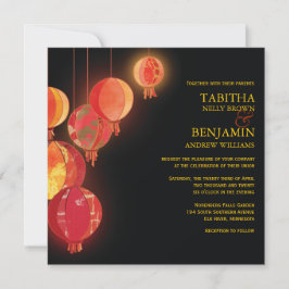 Stilvolle Red Paper Lanterns Wedding Einladung