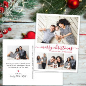 Stilvolle Red Script 4 Foto Collage Weihnachten Postkarte