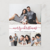 Stilvolle Red Script Foto Collage Weihnachten Postkarte (Vorderseite)