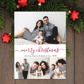 Stilvolle Red Script Foto Collage Weihnachten Postkarte