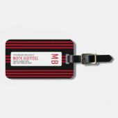 Stilvolle Red Stripes Mit Monogramm (Name und Init Gepäckanhänger (Vorderseite horizontal)