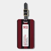 Stilvolle Red Stripes Mit Monogramm (Name und Init Gepäckanhänger (Vorderseite vertikal)