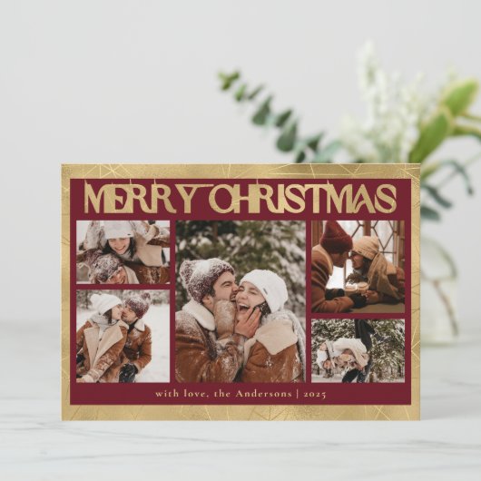 Stilvolle Red Typografy Foto Collage Weihnachten (Stehend Vorderseite)