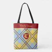 Stilvolle Red Wax Monogram Name Script Tartan Kari Tasche (Rückseite)