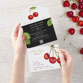 Stilvolle Red White Black Cherry Frucht QR Hochzei All In One Einladung