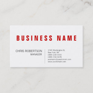 Stilvolle Red White Manager Business Card Visitenkarte