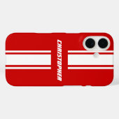 Stilvolle Red White Racing Stripes Mit Monogramm B Case-Mate iPhone Hülle (Rückseite (Horizontal))