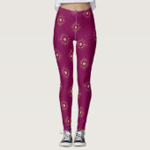 Stilvolle Red Wine Sun Burst Muster Leggings (Vorderseite)