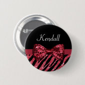 Stilvolle Red Zebra Print IMITATE Glitz Bow mit Na Button (Vorne & Hinten)