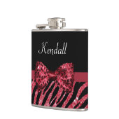 Stilvolle Red Zebra Print IMITATE Glitz Bow mit Na Flachmann (Links)