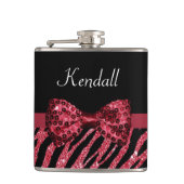 Stilvolle Red Zebra Print IMITATE Glitz Bow mit Na Flachmann (Vorderseite)