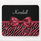 Stilvolle Red Zebra Print IMITATE Glitz Bow mit Na Mousepad (Vorne)