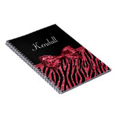 Stilvolle Red Zebra Print IMITATE Glitz Bow mit Na Notizblock (Rechte Seite)