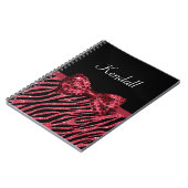 Stilvolle Red Zebra Print IMITATE Glitz Bow mit Na Notizblock (Linke Seite)