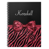 Stilvolle Red Zebra Print IMITATE Glitz Bow mit Na Notizblock (Vorderseite)