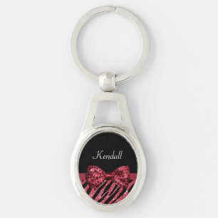 Stilvolle Red Zebra Print IMITATE Glitz Bow mit Na Schlüsselanhänger