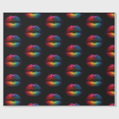 Stilvolle Regenbogenlips-Glitzer schwarz Geschenkpapier (Flach)