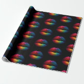 Stilvolle Regenbogenlips-Glitzer schwarz Geschenkpapier (Ungerollt)