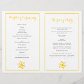 Stilvolle Reihen von gelben Schneeflocken Hochzeit (Rückseite)