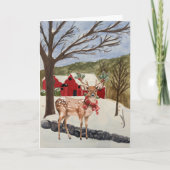 Stilvolle Reindeer Watercolor Winterlandschaft Karte (Vorderseite)