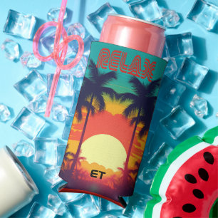 Stilvolle RELAX Retro Tropical Flasche oder Dose C Selters Dosenkühler