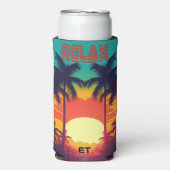 Stilvolle RELAX Retro Tropical Flasche oder Dose C Selters Dosenkühler (Seltzer Vorderseite)