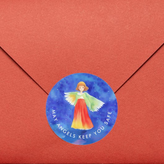 Stilvolle Religiöse Gottes Bless Farbwächter Angel Runder Aufkleber