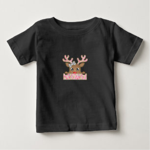 Stilvolle Rentier mit rosa und goldenen Farbtönen Baby T-shirt