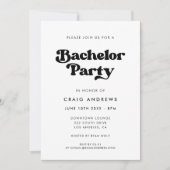 Stilvolle Retro-Black & White Bachelor Party Einladung (Vorderseite)