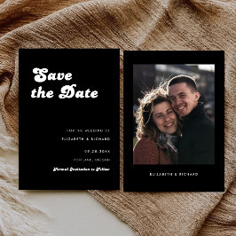 Stilvolle Retro Black & White Foto Hochzeit Save The Date