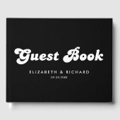 Stilvolle Retro Black & White Wedding Gästebuch (Vorderseite)